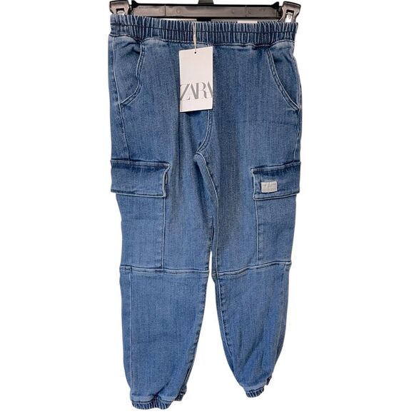 Zara Kids Blue Cargo Denim Jeans- 5-6 Years - Picture 1 of 8